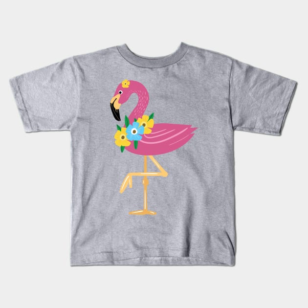 Awesome Floral Flamingo Queen Merch T-shirt and Accessories - ladies gift ideas Kids T-Shirt by MIRgallery